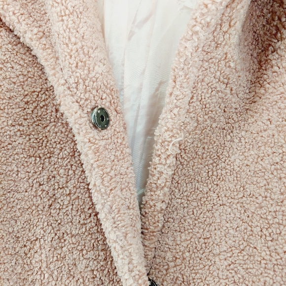 Studio Untold Orange Teddy Bear Wide V Neck Snap Trench Pea Winter Coat Z84 - Picture 4 of 7